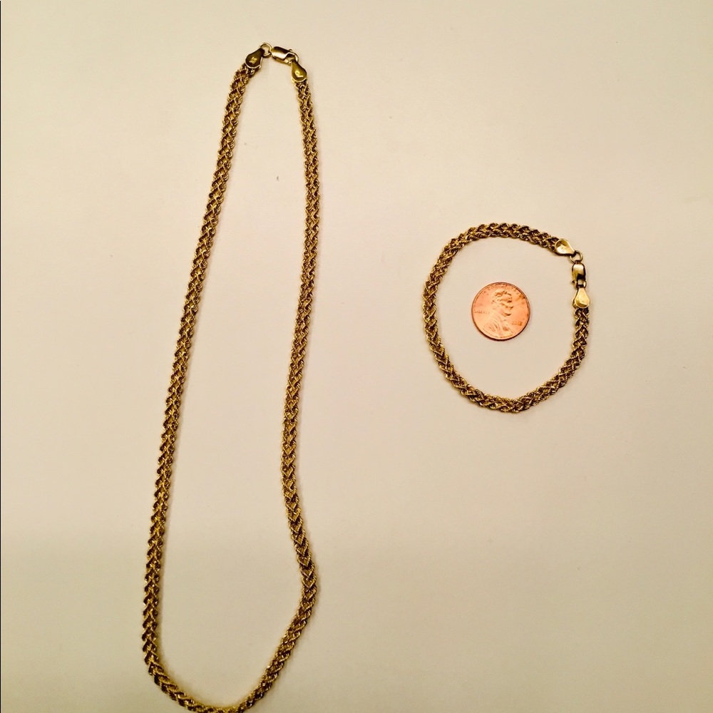 10k gold necklace and bracelet pair